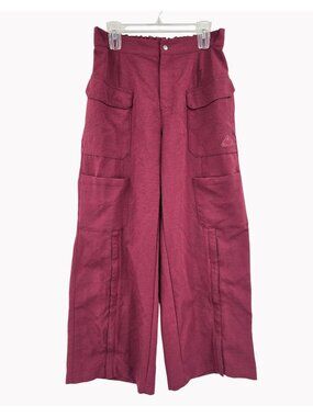 Jordan 23 Engineered Womens L Burgundy Cargo Pants Wide Leg Utility Trousers
